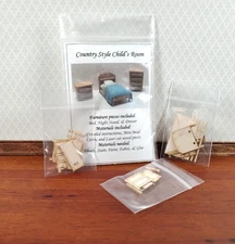 Dollhouse Quarter Scale Furniture KIT DIY Child's Bedroom Set Bed Dresser 1:48