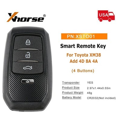 Xhorse XSTO01EN Univeral Smart Key 4 Buttons for Toyota XM38 Add 4D 8A 4A USA