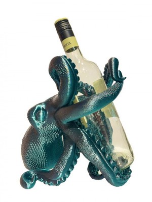 3D Printed Sparkly Teal Octopus Wine Holder