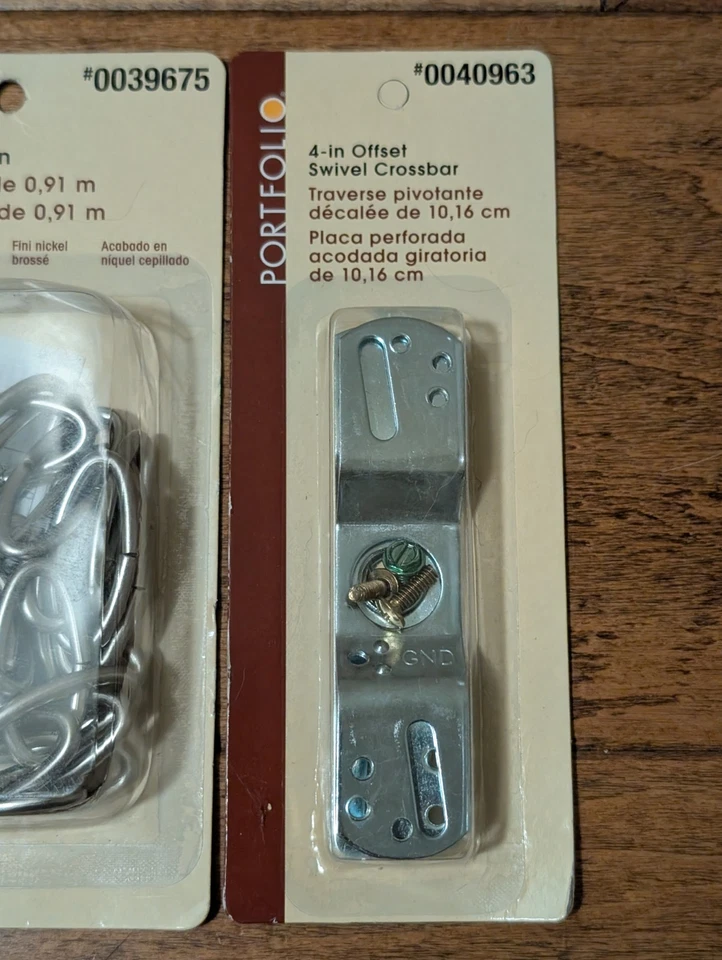 Lote de 2 Portafolio Caja Sin Abrir Barra Transversal Giratoria Desplazada de 4" y Cadena de Acero Inoxidable de 3 pies Foto 2 de 4