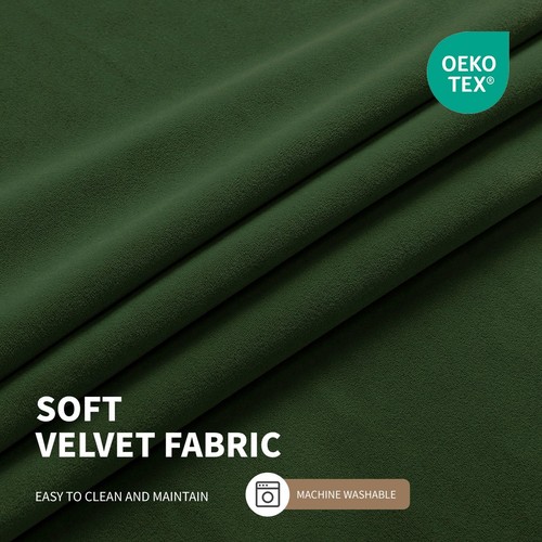 Dark Olive Green Velvet 100% Blackout Curtains 84 inches Long, Forest Green C... - Picture 4 of 8