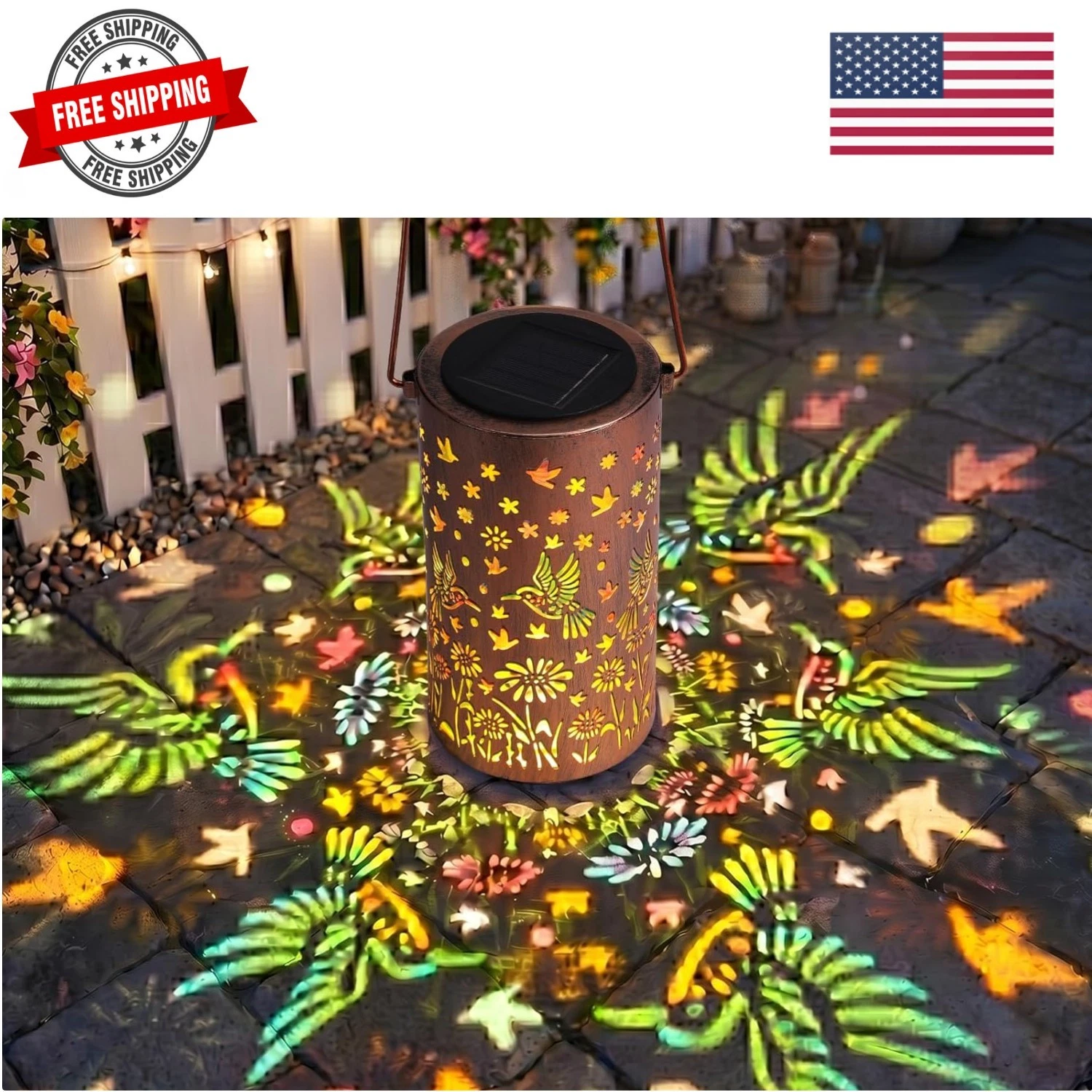 Solar Lanterns Outdoor Waterproof Patio Decor Hummingbird Gifts for Mom Grand...
