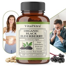 Organic Black Elderberry 30-120 Capsules Supports Digestive Immune System Health