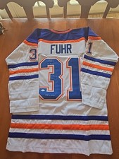 GRANT FUHR NHL JERSEY AUTO INSCRIBED JSA CERT EDMONTON OILERS