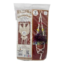 Design Works ZENbroidery 33" Macrame Plant Hangers Craft Kit Makes 2 Designs Art