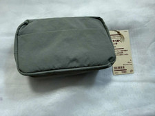 In Stock Muji Wrinkle nylon wide opening pouch Gray L 18 x 11.5 x 7 cm 
