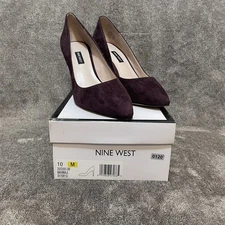 Nine West Emmala, Dark Purple Suede Dress Pumps Heels Stiletto, Women's Size 10M