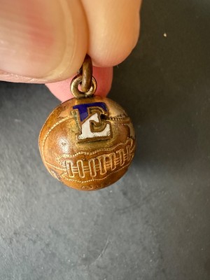 10k Gold Filled Vintage Basketball Charm  Letter E Enamel Detail  Mohr Surname