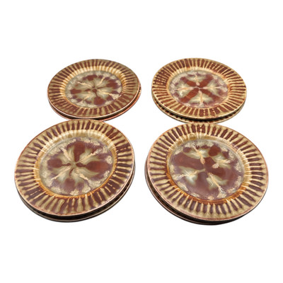 Richie Watts Good Earth Pottery 2003 USA Salad Dessert Plate 6.75'' Set of 8