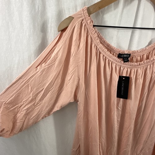 Lane Bryant Cold Shoulder Pink Top 3 Quarter Sleeves Women’s Size 14/16 NWT - Picture 12 of 13