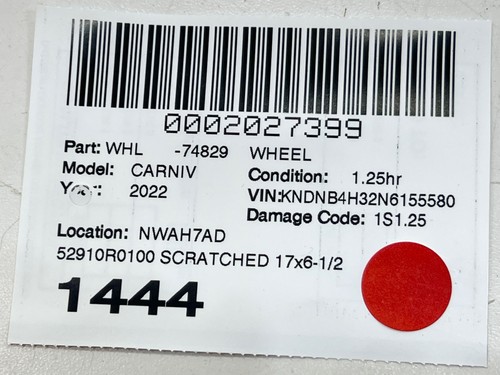 2022 - 2024 KIA CARNIVAL LX WHEEL RIM ALLOY 17X6.5J ET49 OEM 52910R0100 - Picture 19 of 20