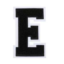 4" Chenille Letter Patches,Black Chenille Initial A-Z Patches (Letter E)