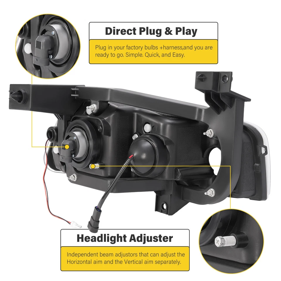 For 2006-2010 Dodge Charger Black LED Tube Projector Headlights Headlamps Pair - Imagem 2 de 4