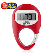 Simple Walking Pedometer 3D Step Counter for Men 2.6 x 1.6 x 0.4", Red