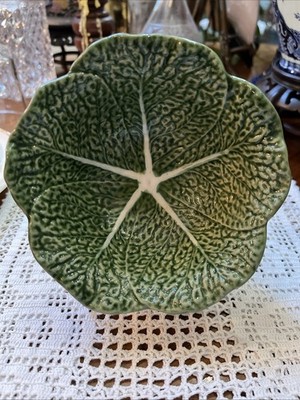 Bordallo Pinheiro Green Cabbage Bowl 6  Vintage 70s For The Horchow Collection