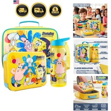 SpongeBob Lunch Bag Bento Box Water Bottle Set Kids School Travel Gift