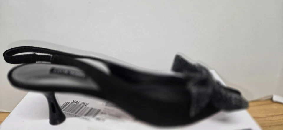 Nine West 鞋女式 7 码黑色 RILLS2 露跟中跟鞋蝴蝶结高跟鞋 — 第 3/4 张图片