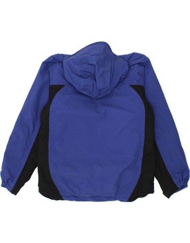 L.L.BEAN Womens Hooded Windbreaker Jacket UK 14 Medium Blue Colourblock OU05 - Picture 2 of 3