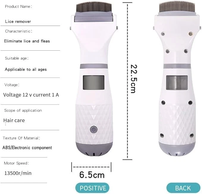 Modern Electric Vacuum Head Lice Comb Brush Flea Mites Remover Treatment - Image 3 of 4