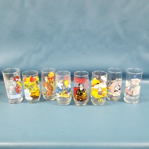 Set of 8 Vintage 1970s 80s Cartoon Collector Series Drinking Glasses; McDonalds+