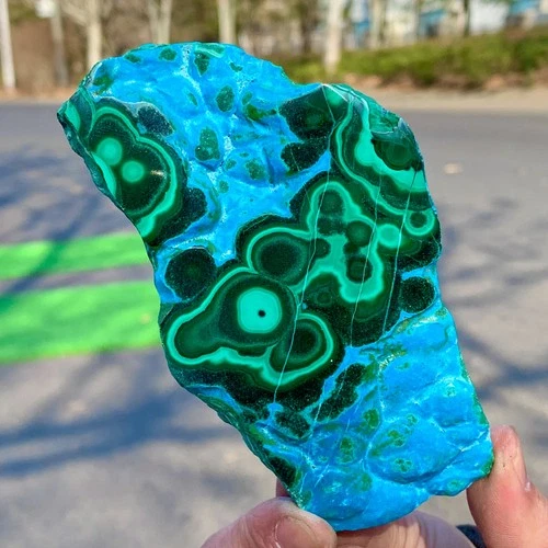 224G Natural Chrysocolla/Malachite transparent cluster rough mineral sample