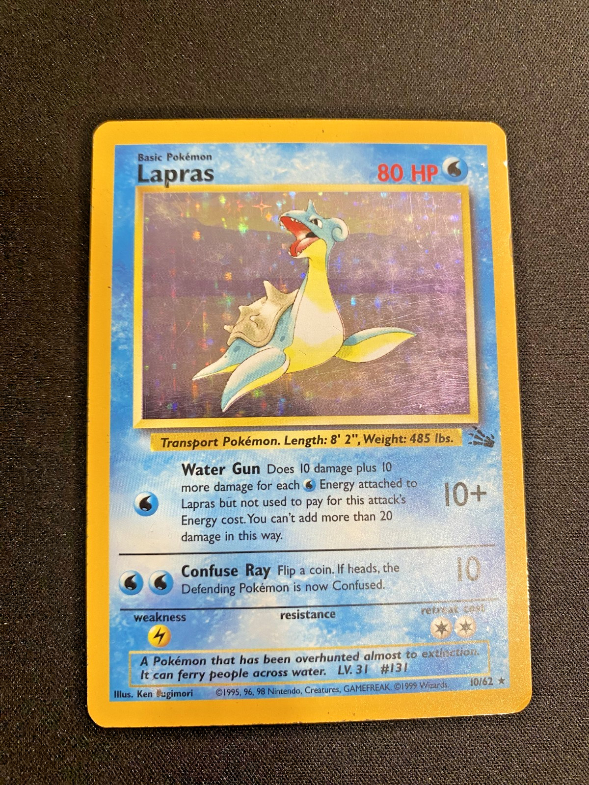 Lapras 10/62 Fossil Holo Rare MP - Pokemon Card