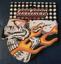Neoprene Half Face Mask Steel Skull & Flames Adjustable Skulskinz Headwear New