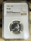 1961 Washington Quarter 25C NGC PF68 Proof Silver Philadelphia KM#164