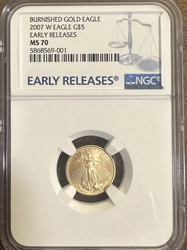  2007-W $5 Burnished 1/10 oz American Gold Eagle NGC MS 70 Early Release.