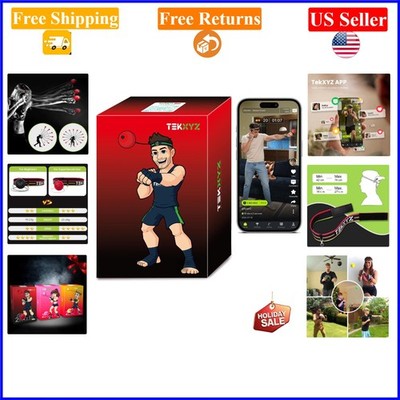 Boxing Reflex Ball & App Set, 2 Levels, Black/Red, Youth & Adults