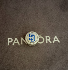Pandora San Diego Padres Enameled Baseball Charm  S925 Sterling Silver