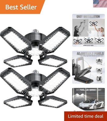 Garage Light 2 Pack 120W, 12000LM LED Lights for Garage with 4+1 Deformable P...
