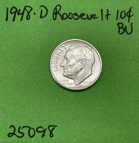 1948 D Roosevelt Dime BU Uncirculated Mint State 90% Silver 10c US Coin