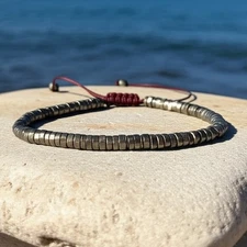 Natural Pyrite Stone Beads Crystal Healing Reiki Protection Woman Man Bracelet