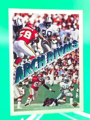 Barry Sanders 1991 ARCH RIVALS Derrick Thomas Chiefs # 656 Insert  - LIONS