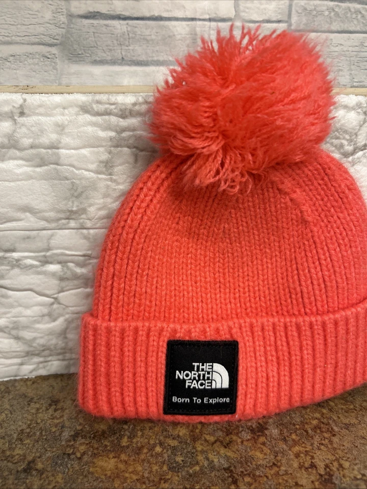 Gorro infantil North Face Littles rosa con pompón 0 6 meses Foto 2 de 4