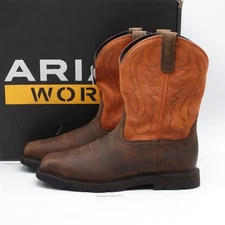Size 12 WIDE 2E Men's Ariat GroundBreaker Steel Toe Work Western Pull-On Boots