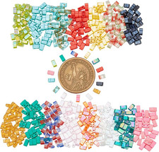 about 450 Pcs Half Cut 2-Hole Glass Spacer Seed Beads, 4.5-5X2Mm Rectangle Mini