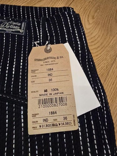 Studio D'artisan 1884 Aizome Striped Sashiko Pants Size 36 - Picture 2 of 4