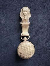 Antique Egyptian Revival Brass Coin Holder Fob Pendant Pharaoh c.1900-1925