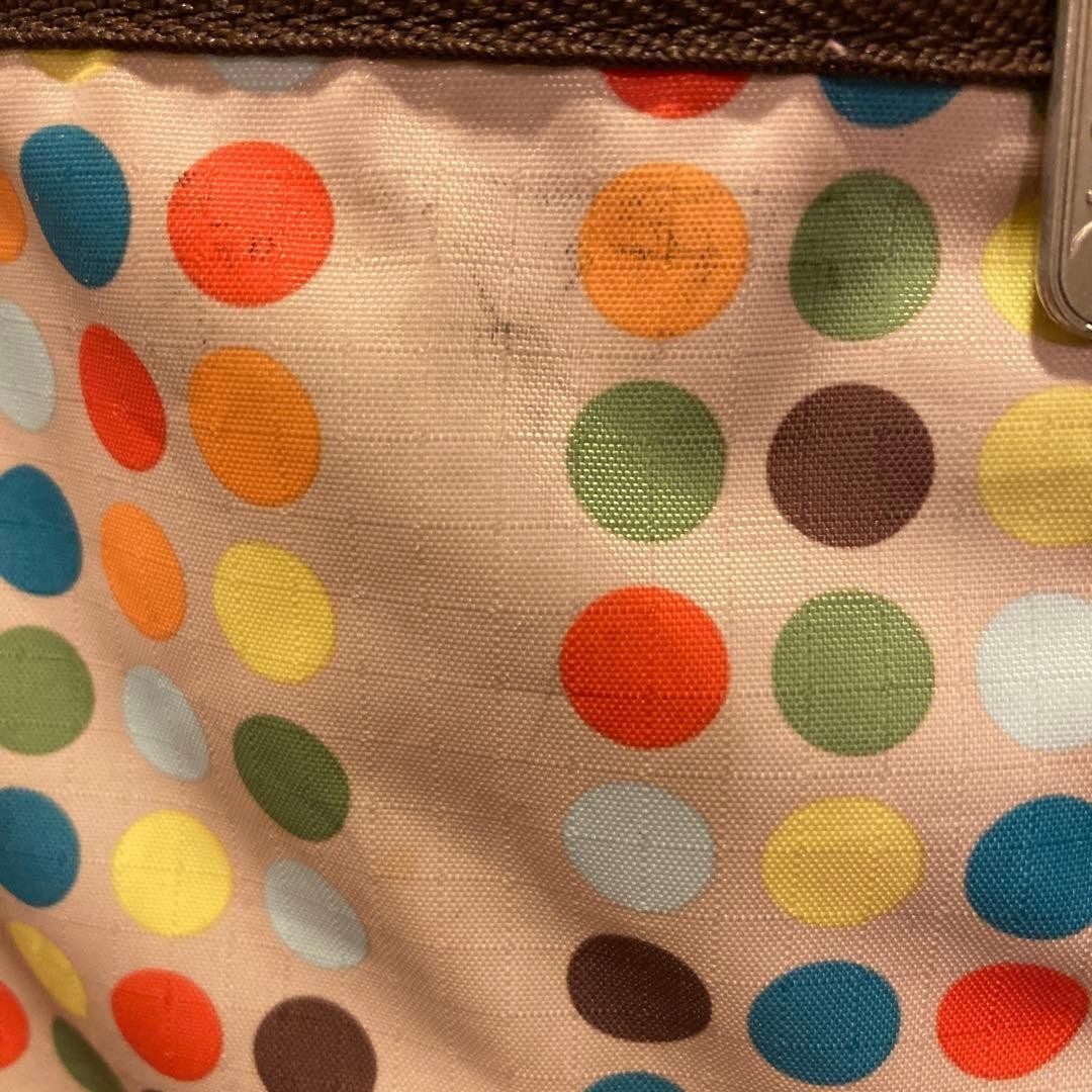 LeSportsac shoulder bag large dot pattern beige b… - image 8
