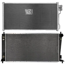 2pcs Aluminum Radiator & AC Condenser Cooling Kit For 2004-2006 Ford Expedition