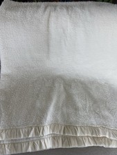 Vintage USA Made 86" x 76" Cream 3 Satin Trimmed Blanket Acrylic