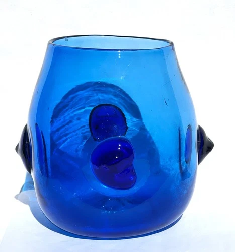 Vintage Blenko Art Glass Blue Vase
