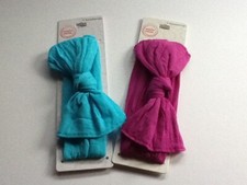 NEW Baby Headbands Set of 2 Blue  Fuchsia Wonder Nation Stretch Bow Soft Comfy
