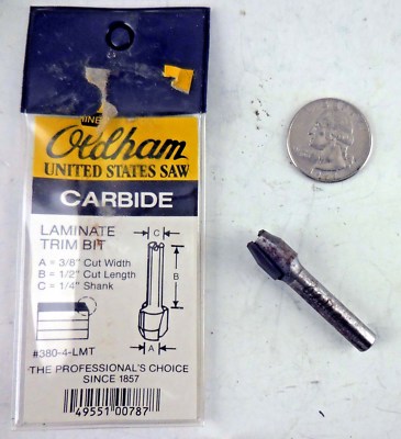 Oldham 3/8 x 1/2 Carbide Laminate Trim Router Bit 380-4-LMT DISCOUNTS #95c