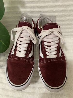 Unisex Vans Classic Old Skool Suede Burgundy/White Trim Lace Up Sz W M Sz 