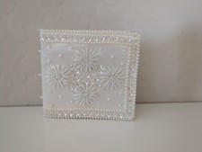 New Woman's Ladies Ivory White Fabric Beaded Sequin Wallet Billfold Evening