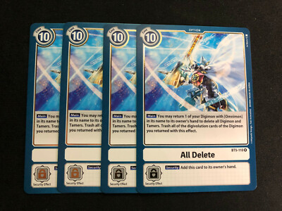 Digimon TCG - Rare - All Delete - BT5-110R - White Card Playset!