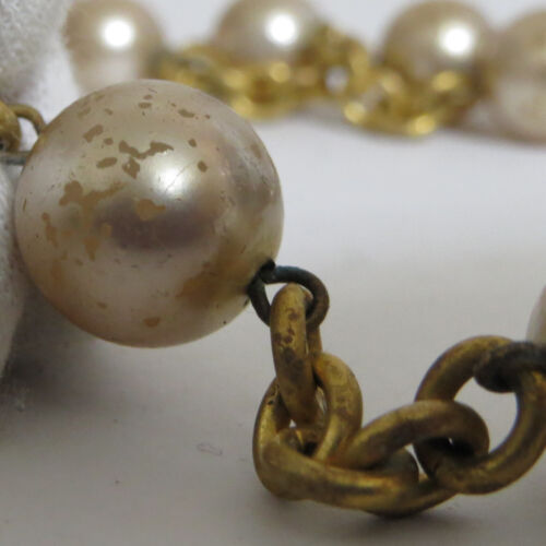 Auth Vintage Celine Faux Pearls Long Necklace Chain Belt Goldtone 90cm/35.4" in - Picture 10 of 24